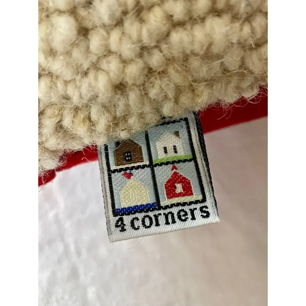 Vintage Chandler 4 Corners Lobster Hooked Pillow Red Wool Blend Coastal Decor